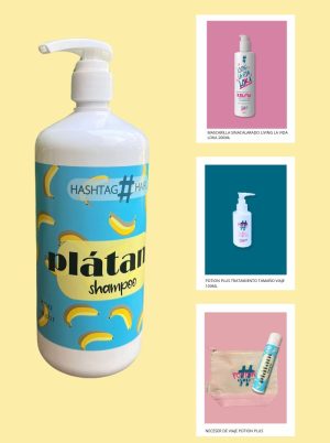 Pack Nutrición y Brillo Hashtag Hair | Champú Plátano, Living y Potion Plus